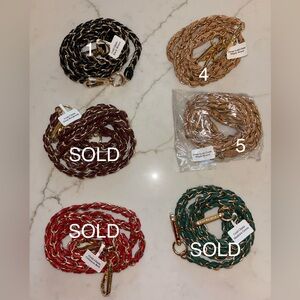 Pom Pom London black burgundy green red maple weave gold chain strap NEW